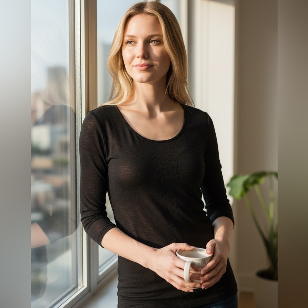 Burberry London Elegant Black Long Sleeve Top - Elevated Office Wear - Size M